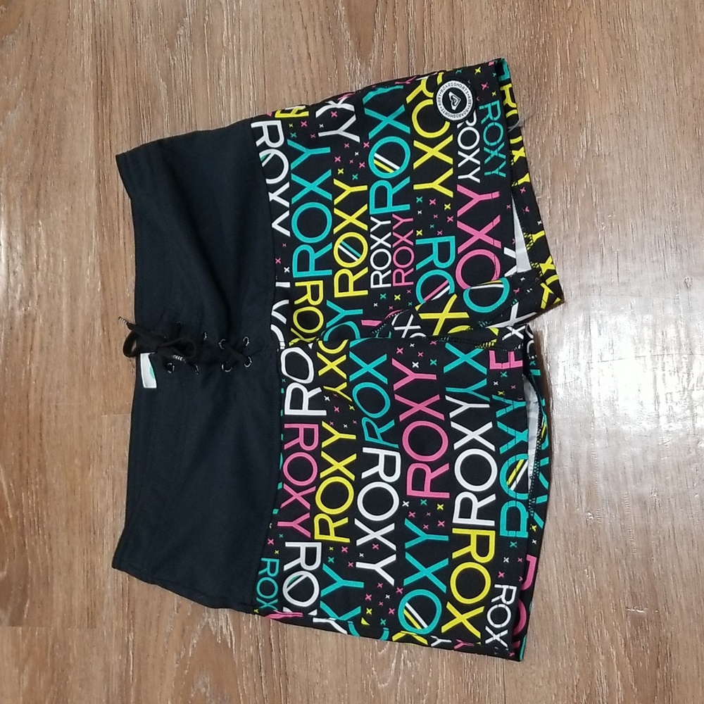 (16) ROXY Logo Board Surf High Rise Mini Beach Outdoor Swimwear Activewear